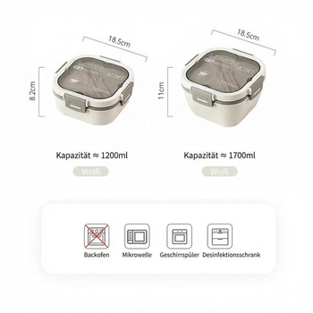 URMONA Šalátový box 1700 ml s priehradkami a príbormi, nepriepustný desiatový box modrý 1700ml