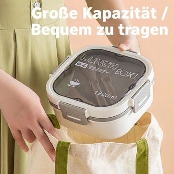 URMONA Šalátový box 1700 ml s priehradkami a príbormi, nepriepustný desiatový box modrý 1700ml