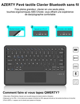 Klávesnice FOGARI s dotykovou podložkou pro 12palcové tablety s Bluetooth – francouzská klávesnice