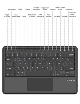 Klávesnice FOGARI s dotykovou podložkou pro 12palcové tablety s Bluetooth – francouzská klávesnice