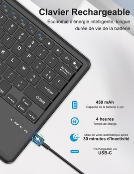 Klávesnice FOGARI s dotykovou podložkou pro 12palcové tablety s Bluetooth – francouzská klávesnice
