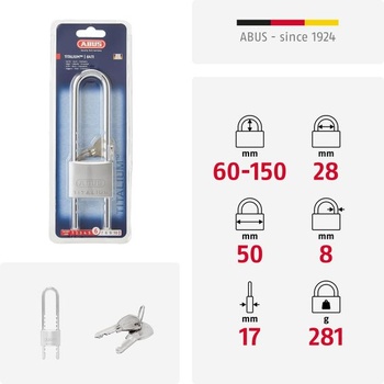 Visiaci zámok ABUS Titalium 64TI/50HB60-150 - pivničný zámok, výsuvný, s rôznymi kľúčmi, 1 kus, 50 mm
