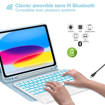 IVEOPPE klávesnice pro iPad 10. generace 2022, 10,9 palce s trackpadem, 7barevné podsvícení,