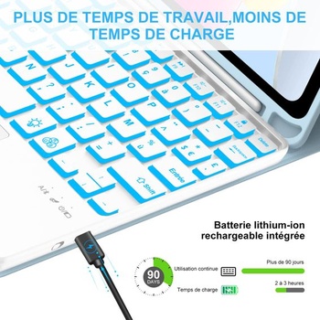 IVEOPPE klávesnice pro iPad 10. generace 2022, 10,9 palce s trackpadem, 7barevné podsvícení,