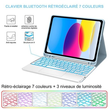IVEOPPE klávesnice pro iPad 10. generace 2022, 10,9 palce s trackpadem, 7barevné podsvícení,