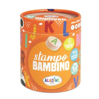 Aladine 3003134 Sada pečiatok pre deti, Stampo Bambino, Abeceda, 28 drevených pečiatok s atramentovou