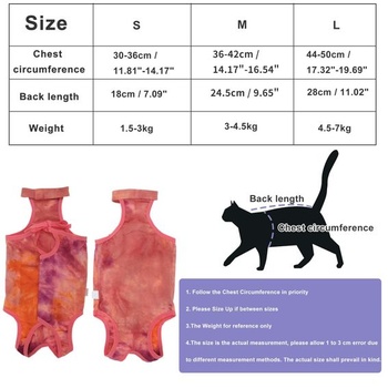 Rekonvalescenčný oblek pre mačky po sterilizácii, poranenia brucha, samica, leňošenie na krk,
