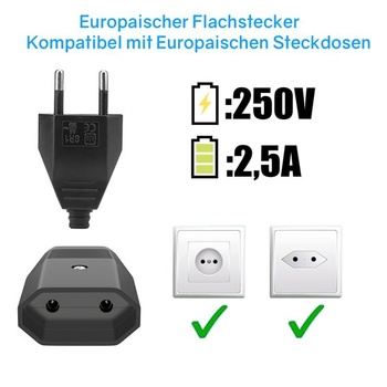 Balenie 4 kusov Euro zástrčka Powice, plochá Euro zástrčka, Euro zásuvka, 250 V, 2,5 A zástrčka,