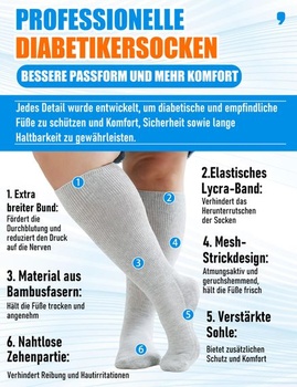 Široké diabetické ponožky pre mužov a ženy vo väčších veľkostiach, extra dlhé ponožky proti opuchom