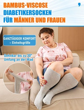 Široké diabetické ponožky pro muže a ženy ve větších velikostech, extra dlouhé ponožky proti otokům