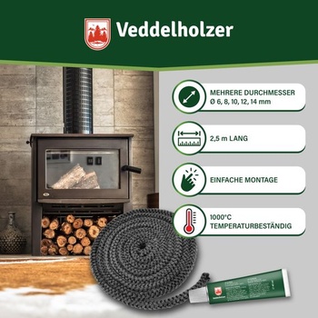 Kompletná sada tesniacej pásky Veddelholzer 2,5 m Ø 10 mm, tesnenie rúry, tesnenie rúry, tesniaca