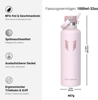 Termoska Sparrow z nerezovej ocele 500ml/750ml/1l/1,2l so slamkou | Fľaša na vodu, termoska,