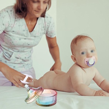 Sklenená púdrovacia kazeta s 2 labuťami, detská púdrovacia kazeta, farebná sklenená dóza, tvar jurty