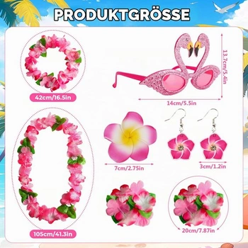 Havajský kostým pro ženy, 6 dílů, růžový havajský kostým pro ženy