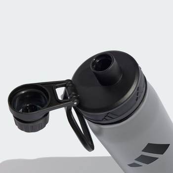 Adidas Unisex kovová fľaša so skrutkovacím uzáverom 0,6 litra, šedá/čierna, jedna veľkosť
