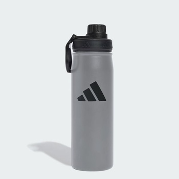 Adidas Unisex kovová fľaša so skrutkovacím uzáverom 0,6 litra, šedá/čierna, jedna veľkosť