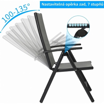 Záhradná skladacia stolička A-026, 2 kusy, 52 x 65 x 107 cm, čierno/šedá - A