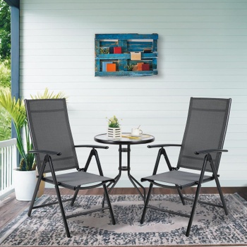 Záhradná skladacia stolička A-026, 2 kusy, 52 x 65 x 107 cm, čierno/šedá - A