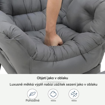 Relaxačné kreslo C01005B s opierkou nôh, 80 x 72 x 97 cm, sivá - N