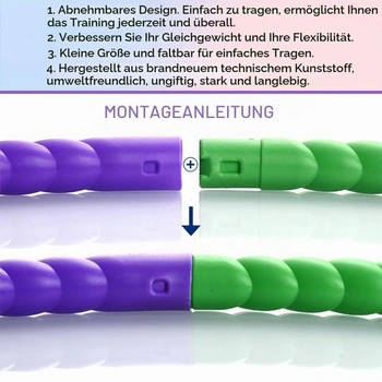 Hula Hoop pro děti, Hulahub Hoop, gymnastická obruč vyrobená z plastu, 7dílná odnímatelná Hulahub,