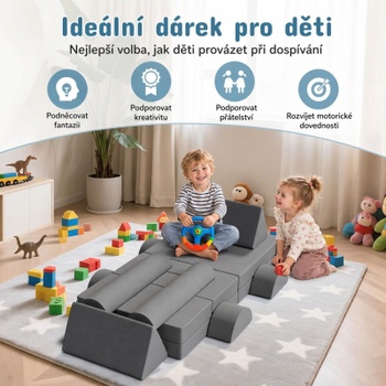 Detská hracia pohovka Cord, 15 dielov, 140 x 70 x 44 cm, šedá - N