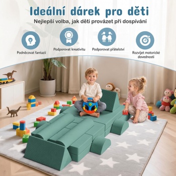 Detská hracia pohovka Cord, 15 dielov, 140 x 70 x 44 cm, zelená - N