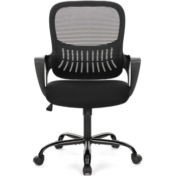 Kancelárska otočná stolička mesh C-7318-BK, s bedrovou opierkou, čierna - N