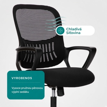Kancelárska otočná stolička mesh C-7318-BK, s bedrovou opierkou, čierna - N