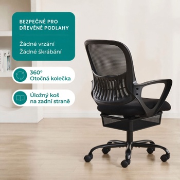 Kancelárska otočná stolička mesh C-7318-BK, s bedrovou opierkou, čierna - N
