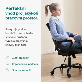 Kancelárska otočná stolička mesh C-7318-BK, s bedrovou opierkou, čierna - N