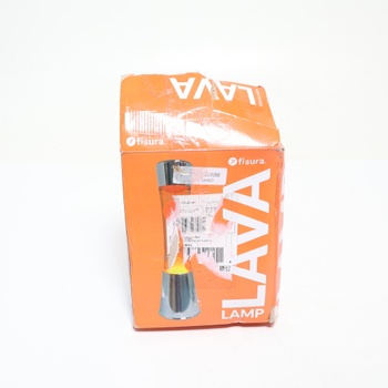 Fisúra - Oranžová lávová lampa. Strieborný chrómový podstavec, oranžová tekutina a oranžová láva.