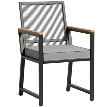 Zahradní židle 01-0326, ratan, 53 x 51 x 86 cm, šedo/černá - N