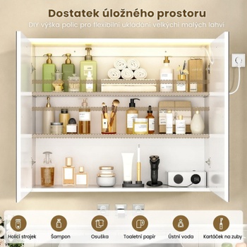 Kúpeľňová zrkadlová skrinka s LED DJ505543_1, 80 x 60 cm, biela - A