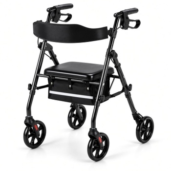 Chodítko s kolieskami a sedákom XZY612, 82,5-96,5 cm, do 136 kg, čierno/biela - B