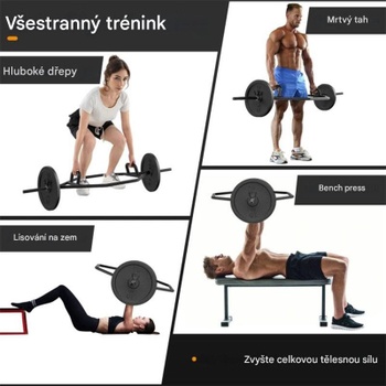 Odolná šesťhranná činková tyč SP37910BK, do 226 kg, čierna - B