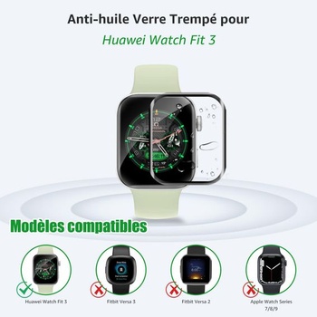 Tvrdené sklo Cable Leader pre Huawei Watch Fit 3 CBFR4, balenie 2 kusov - Huawei Watch Fit 3 sklo