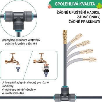 Zavlažovací systém micro drip 20 m, 10 trysiek, sivý - A
