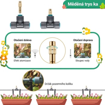 Zavlažovací systém micro drip 20 m, 10 trysiek, sivý - A