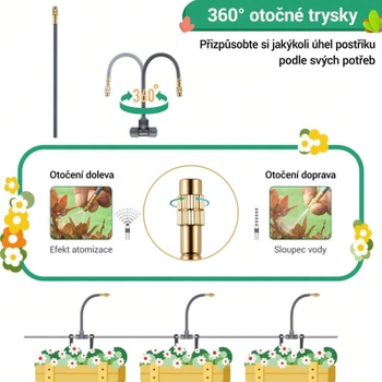 Zavlažovací systém micro drip 20 m, 10 trysiek, sivý - A