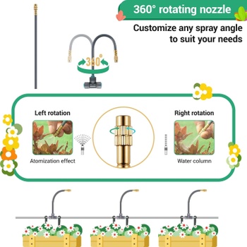 Zavlažovací systém micro drip 20 m, 10 trysiek, sivý - A