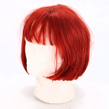 Medene červená krátka parochňa s ofinou, 28 cm
