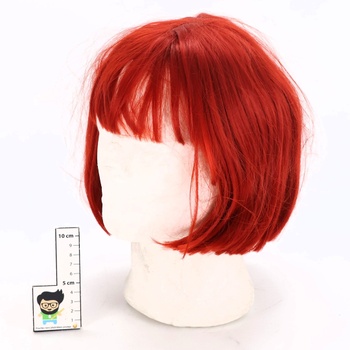 Medene červená krátka parochňa s ofinou, 28 cm