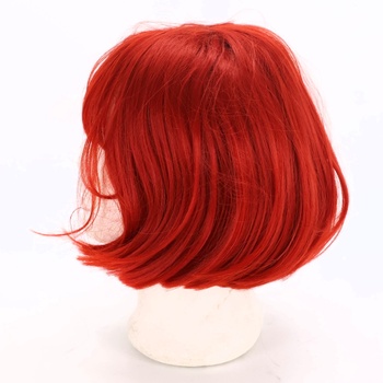 Medene červená krátka parochňa s ofinou, 28 cm