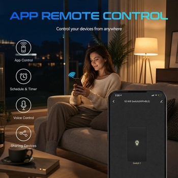 Vypínač světel Alexa, chytrý Wi-Fi vypínač světel, zapuštěná montáž do skla, kompatibilní s
