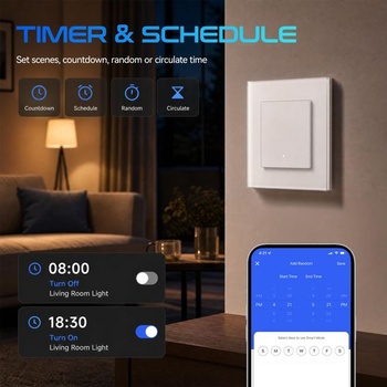 Vypínač světel Alexa, chytrý Wi-Fi vypínač světel, zapuštěná montáž do skla, kompatibilní s