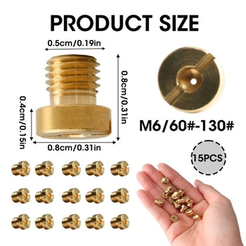 15dílná sada trysek karburátoru M6, hlavní sada trysek pro karburátory Dellorto 12mm-17,5mm