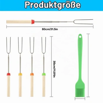 8 teleskopických grilovacích špízů z nerezové oceli 31-81 cm, špízy na chléb