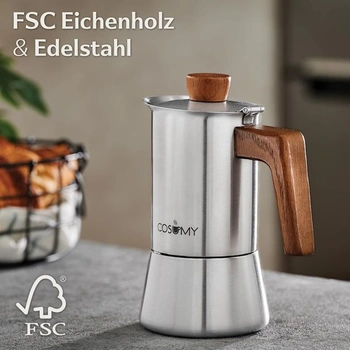 Indukční espresso kávovar Cosumy 200 ml – Moka konvice z nerezové oceli 4 šálky (200 ml)