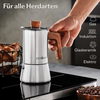 Indukční espresso kávovar Cosumy 200 ml – Moka konvice z nerezové oceli 4 šálky (200 ml)