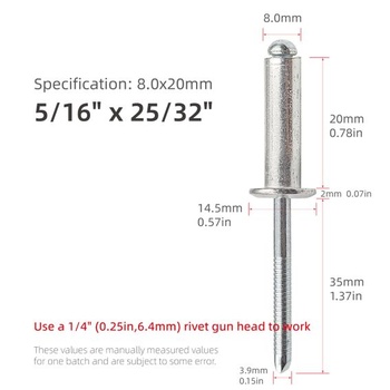 Nity JIANDAXIN 0,8 x 2 cm (M8 x 20 mm)